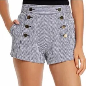10 Crosby Derek Lam Blue and White Striped Robertson High Waist Sailor Shorts